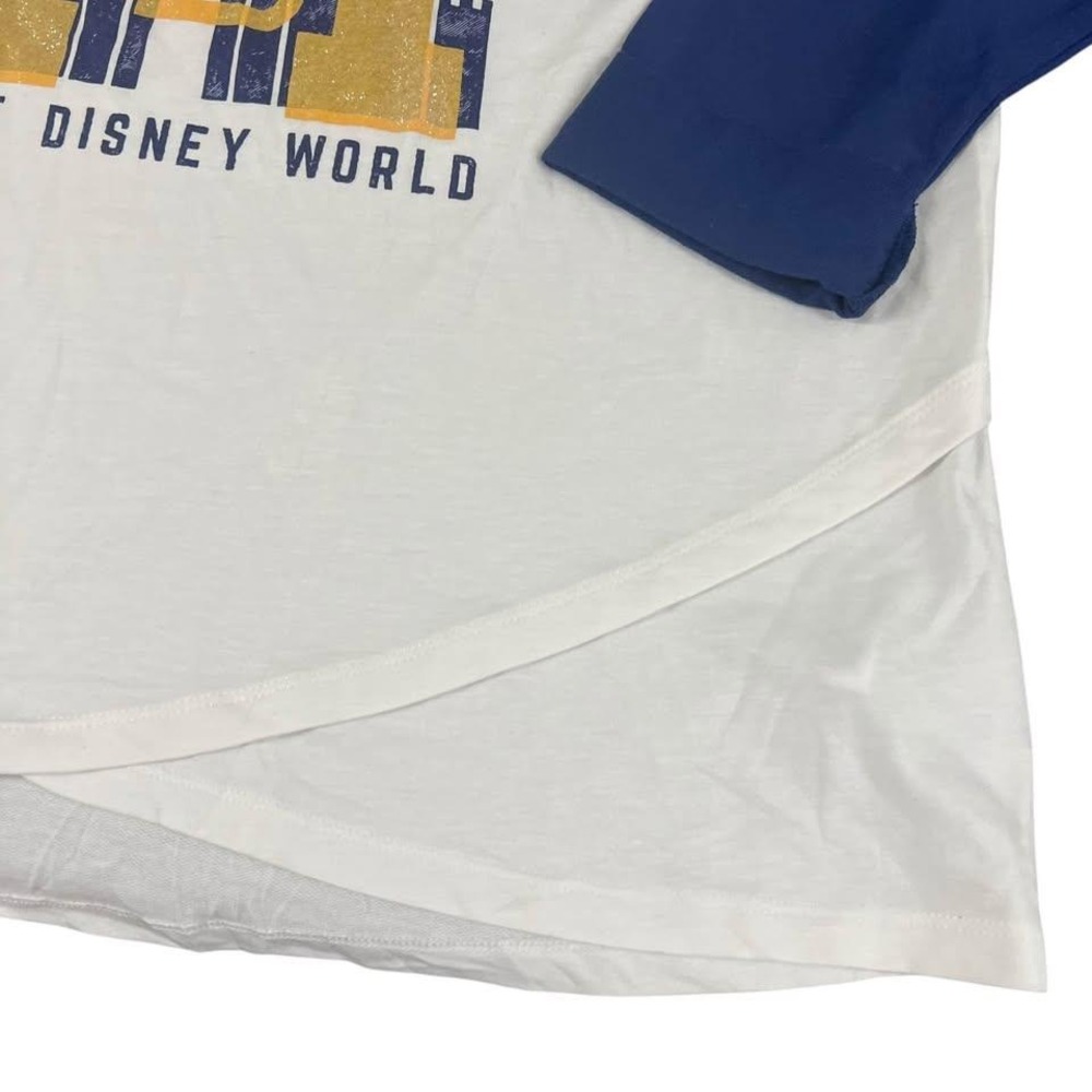 Disney Parks Top Womens Size XXL White Blue Baseball Long‎ Sleeve Casual Classic - Picture 2 of 8